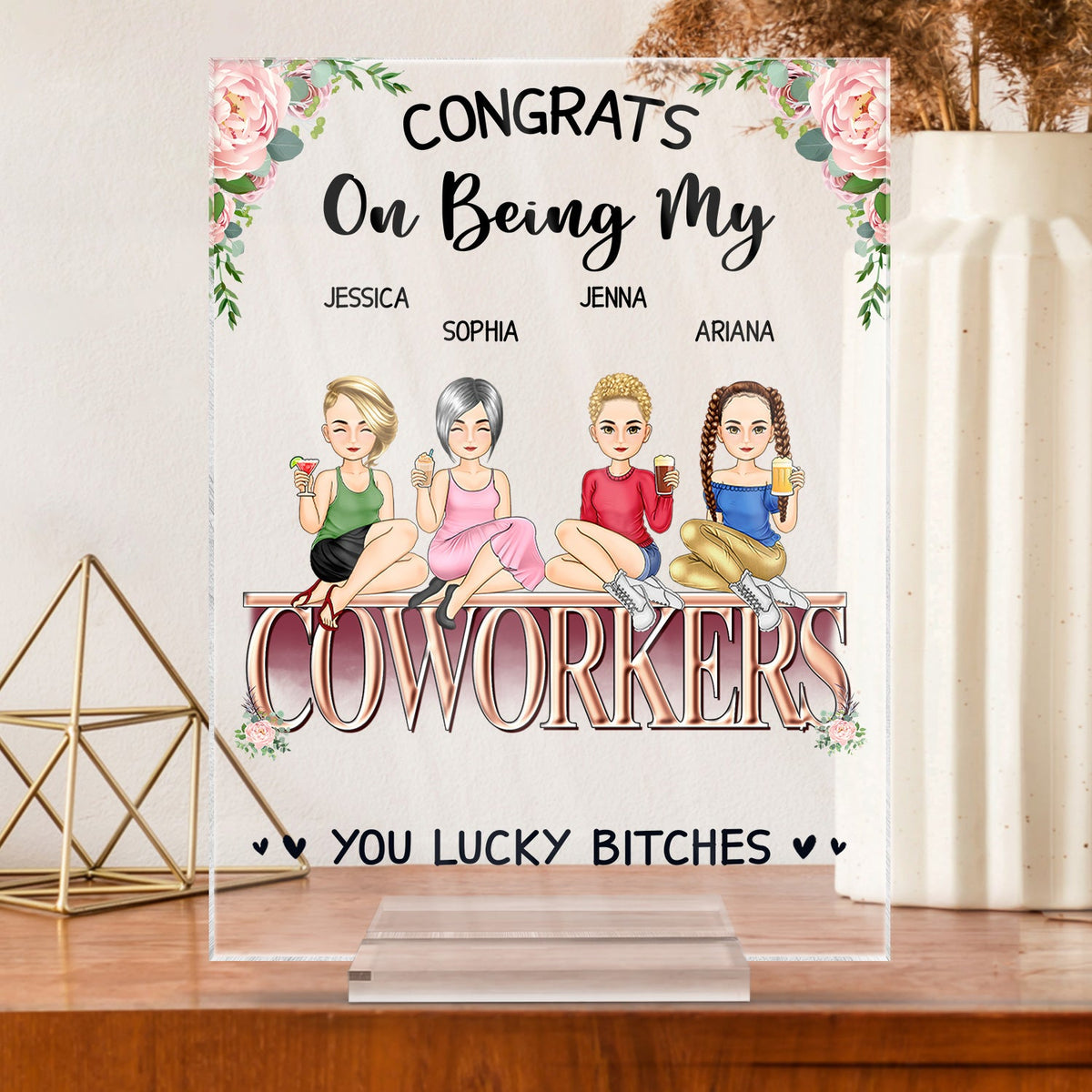 Congrats On Being My Besties - Gift For Besite - Personalized Vertical Rectangle Acrylic Plaque
