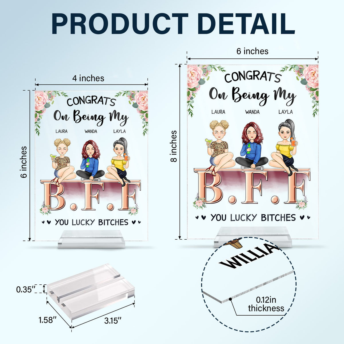 Congrats On Being My Besties - Gift For Besite - Personalized Vertical Rectangle Acrylic Plaque