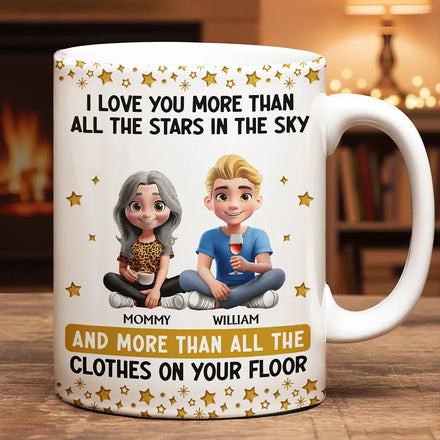 Love You More Than All The Stars - Personalized White Edge-to-Edge Mug