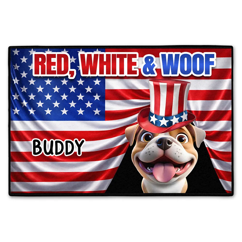 Red White Woof 250 Years Of Freedom - Personalized Doormat