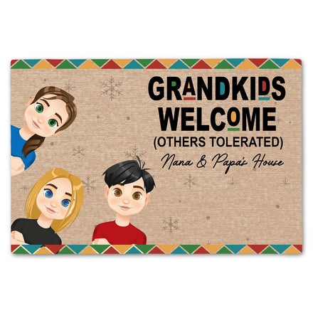 Grandkids Welcome Other Tolerated - Gift For Grandparents - Personalized Doormat