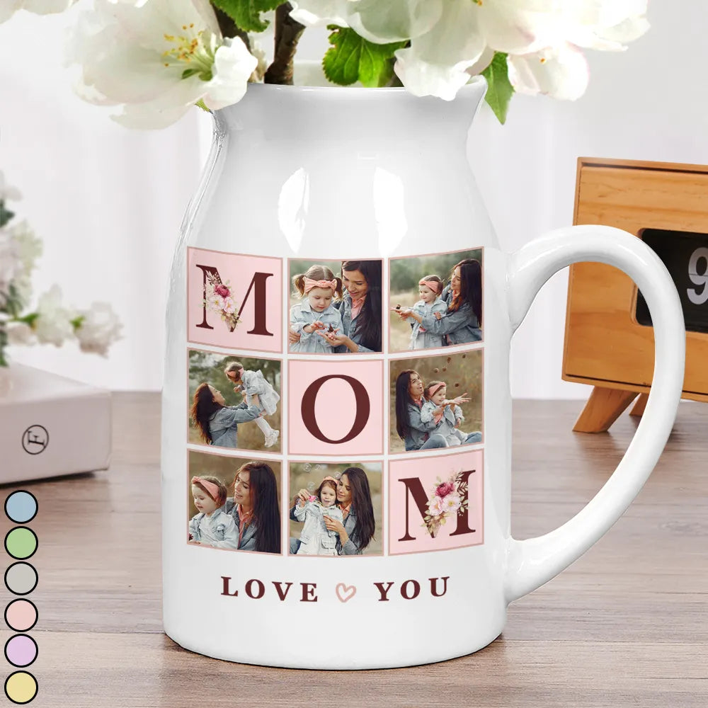 Custom Photo Love You Mom - Personalized Ceramic Flower Vase