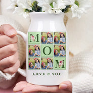 Gift For Mother,Gift For Grandma,Custom Photo,Love - Custom Photo Love You Mom - Personalized Ceramic Flower Vase