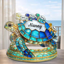Gift For Grandma,Grandma - Grandkids,Gift For Mother,Beach,Happy - Turtle Stained Glass Effect Mum Nanny - Personalised Custom Shaped Acrylic Plaque
