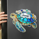 Gift For Grandma,Grandma - Grandkids,Gift For Mother,Beach,Happy - Turtle Stained Glass Mom Grandma - Personalised Acrylic Fridge Magnet