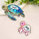 Gift For Grandma, Grandma - Grandkids, Beach, Happy - Grandma Mom Turtle Stained Glass Effect - Personalized Acrylic Fridge Magnet