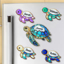 Gift For Grandma,Grandma - Grandkids,Gift For Mother,Beach,Happy - Mum Nanny Turtle Stained Glass Effect - Personalised Acrylic Fridge Magnet