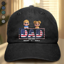 Gift For Father,Gift For Grandpa,Independence Day,Happy - Retro Style America Dad Grandpa 3D Effect - Personalized Vintage Washed Denim Cap