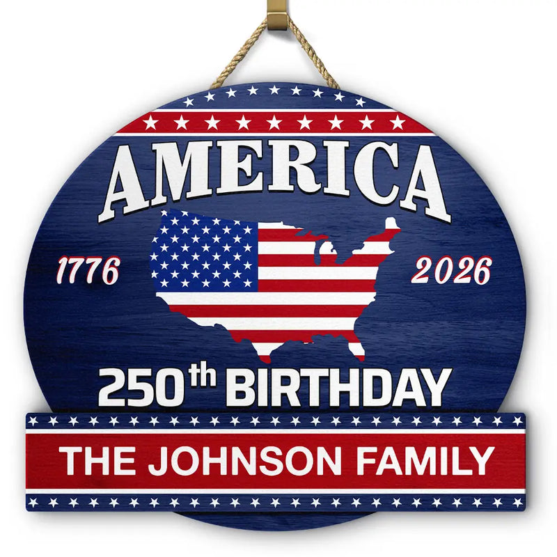 America 250th,Independence Day - America 250th Anniversary US Semiquincentennial Birthday - Personalized Custom Shaped Wood Sign