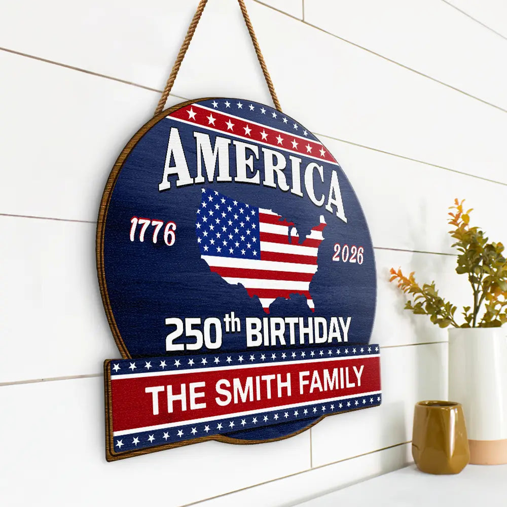 America 250th,Independence Day - America 250th Anniversary US Semiquincentennial Birthday - Personalized Custom Shaped Wood Sign