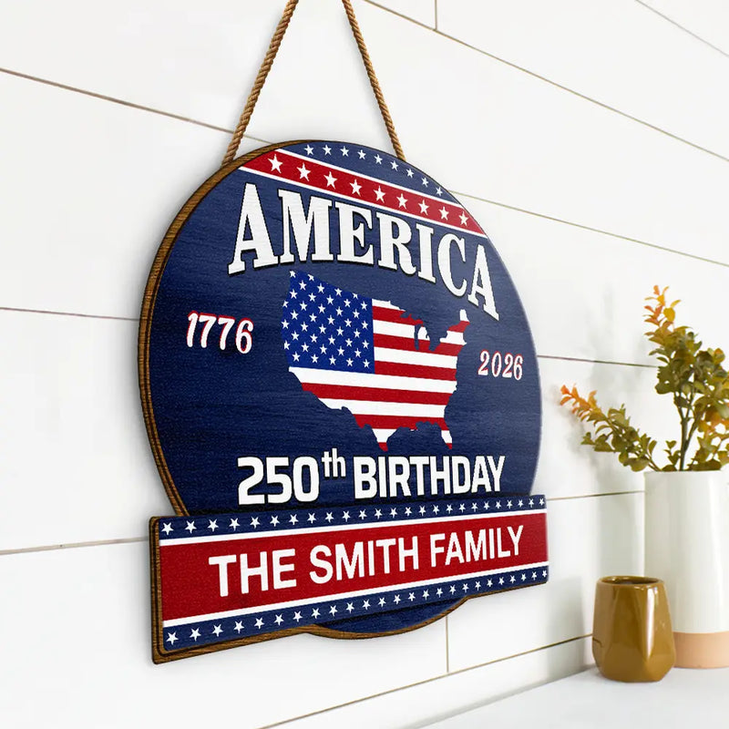 America 250th,Independence Day - America 250th Anniversary US Semiquincentennial Birthday - Personalized Custom Shaped Wood Sign