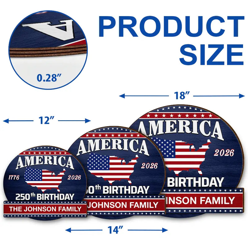 America 250th,Independence Day - America 250th Anniversary US Semiquincentennial Birthday - Personalized Custom Shaped Wood Sign