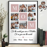 Gift For Mother,Gift For Grandma,Custom Photo,Love - Custom Photo Mom To Us You Are The World - Personalized Poster