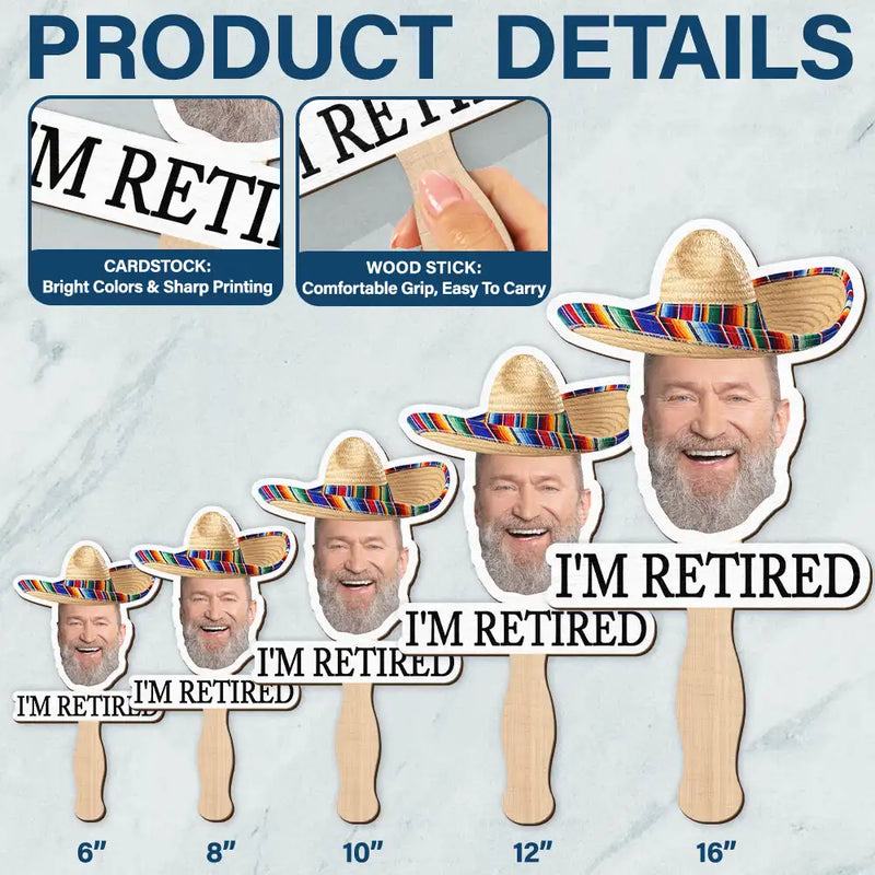 Gift For Women,Gift For Men,Gift For Grandma,Gift For Father,Gift For Grandpa,Gift For Mother,Funny,Photo - Custom Photo Funny Happy Retirement - Personalized Handheld Fan