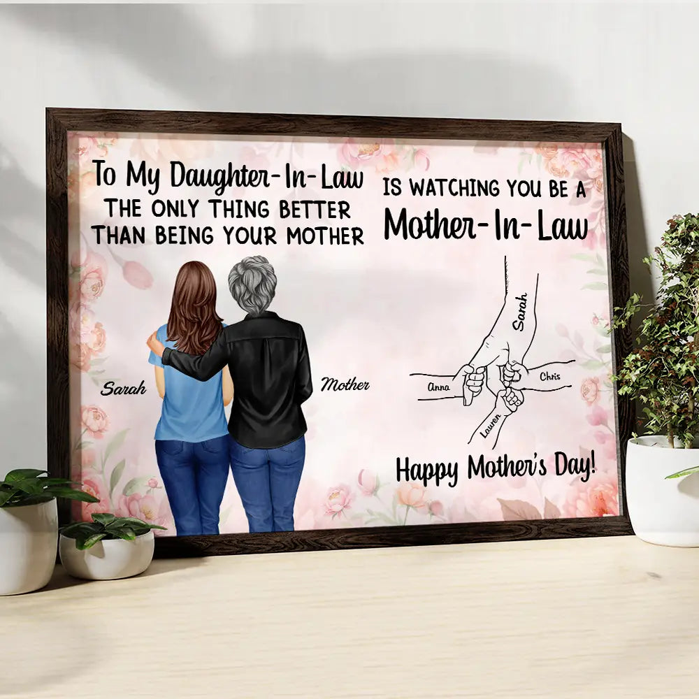 Gift For Daughter,Mom - Daughters (Adult),Grandma - Grandkids,Love,Top Market,Vector,Icon - Holding Hand Watching You Be A Mom - Personalized Poster