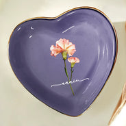 Gift For Yourself,Gift For Women,Gift For Mother,Happy - Birth Month Flower Name Blooming - Personalized Ring Dish