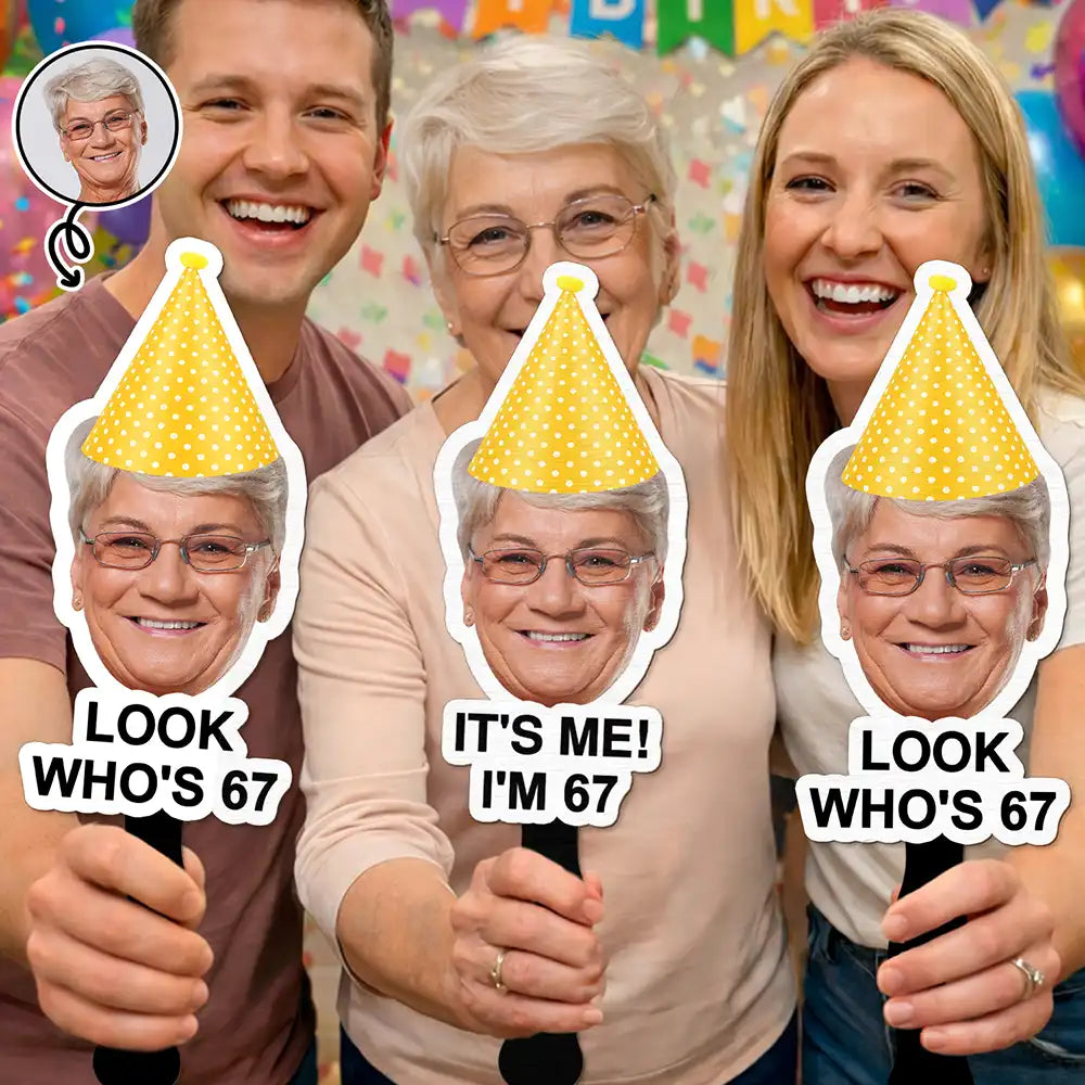 Happy,Funny,Gift For Husband,Gift For Wife,Gift For Boyfriend,Gift For Girlfriend,Gift For Yourself,Gift For Women,Gift For Men,Gifts For Colleagues,Gift For Bestie,Family - Custom Photo Funny Happy Birthday - Personalized Handheld Fan