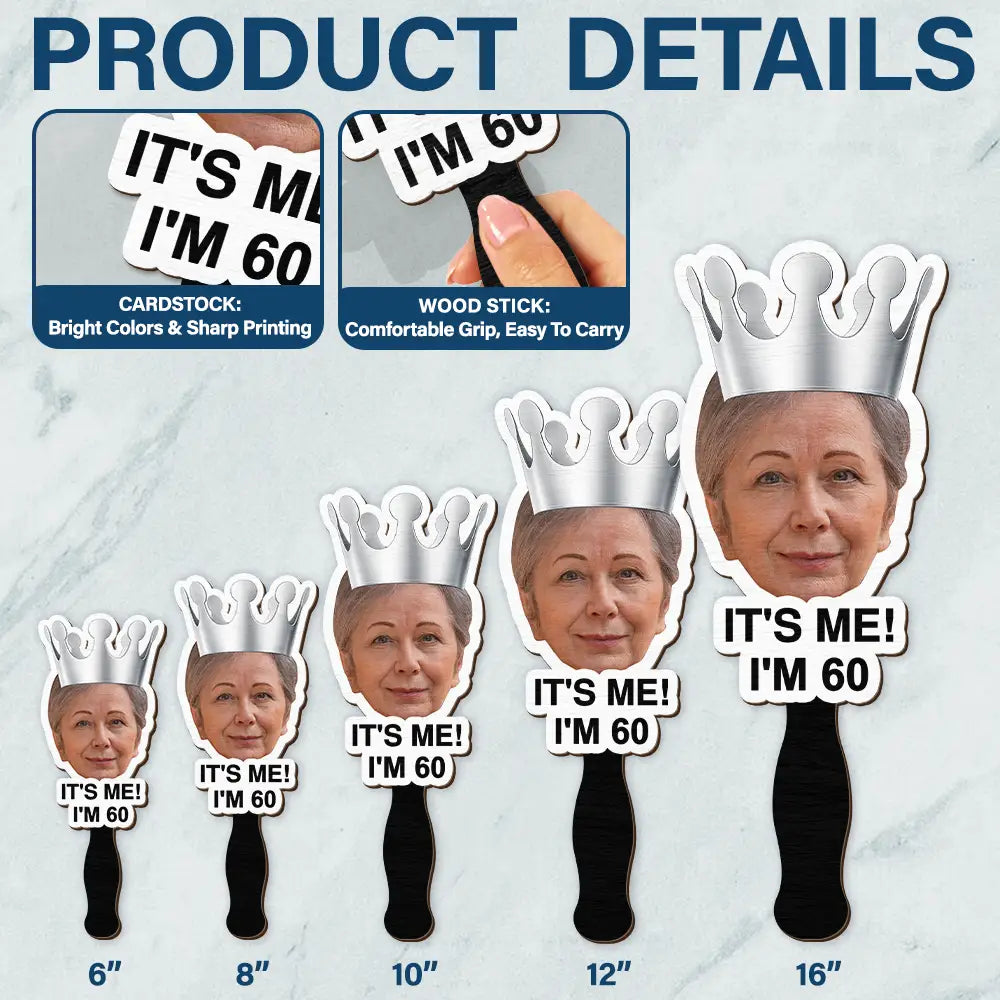 Happy,Funny,Gift For Husband,Gift For Wife,Gift For Boyfriend,Gift For Girlfriend,Gift For Yourself,Gift For Women,Gift For Men,Gifts For Colleagues,Gift For Bestie,Family - Custom Photo Funny Happy Birthday - Personalized Handheld Fan