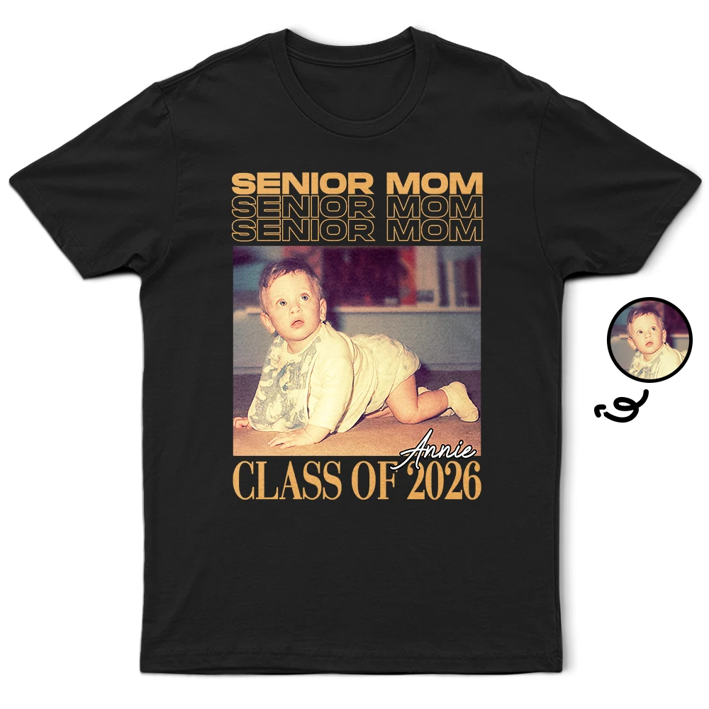 Graduation,Gift For Mother,Custom Photo,Happy,Photo - Custom Photo Senior Mom Graduation Vintage Photo - Personalized T Shirt
