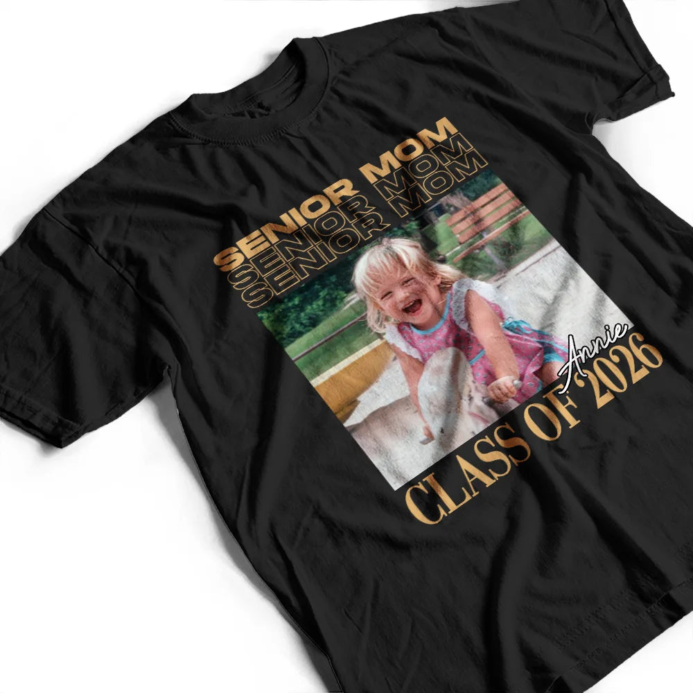 Graduation,Gift For Mother,Custom Photo,Happy,Photo - Custom Photo Senior Mom Graduation Vintage Photo - Personalized T Shirt