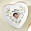 Custom Photo,New Mom,New baby,Happy,Photo,Icon - Custom Photo Our First Mother's Day Information Icon - Personalized Ring Dish