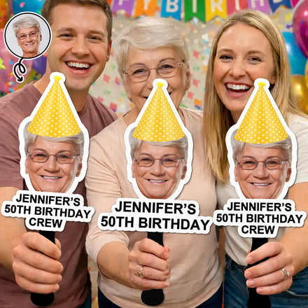 Custom Photo Funny Birthday Crew - Personalized Handheld Fan