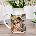 Gift For Wife,Gift For Mother,Gift For Grandma,Gift For Grandparents,Family,Love - Custom Photo Stained Glass Portrait Mom Grandma Parents Family - Personalized Ceramic Flower Vase