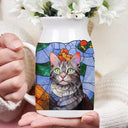 Gift For Wife,Gift For Mother,Gift For Grandma,Gift For Grandparents,Family,Love - Custom Photo Stained Glass Portrait Mom Grandma Parents Family - Personalized Ceramic Flower Vase