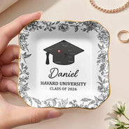 Graduation,Happy,Location Map - Location Map Congrats Graduation - Personalized Ring Dish