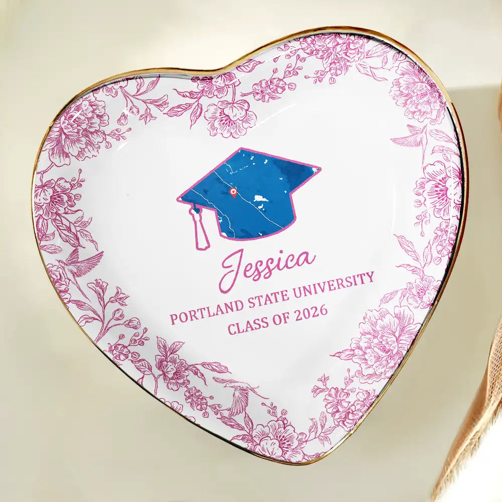 Graduation,Happy,Location Map - Location Map Congrats Graduation - Personalized Ring Dish