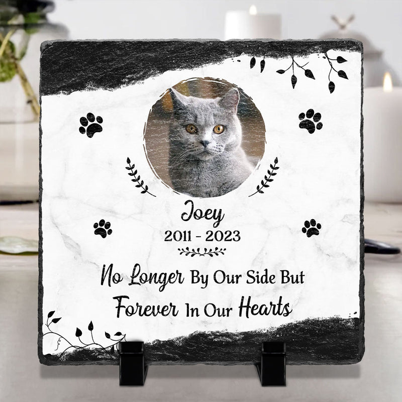 Custom Photo Forever In Our Heats - Pet Memorial Gift - Personalized Rectangle Memorial Garden Stone