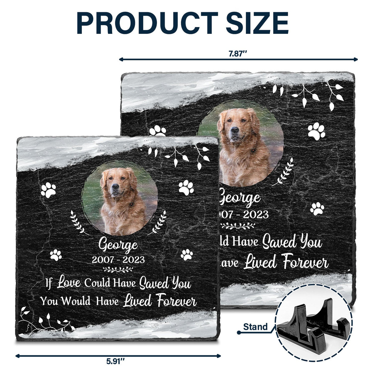 Custom Photo Forever In Our Heats - Pet Memorial Gift - Personalized Rectangle Memorial Garden Stone
