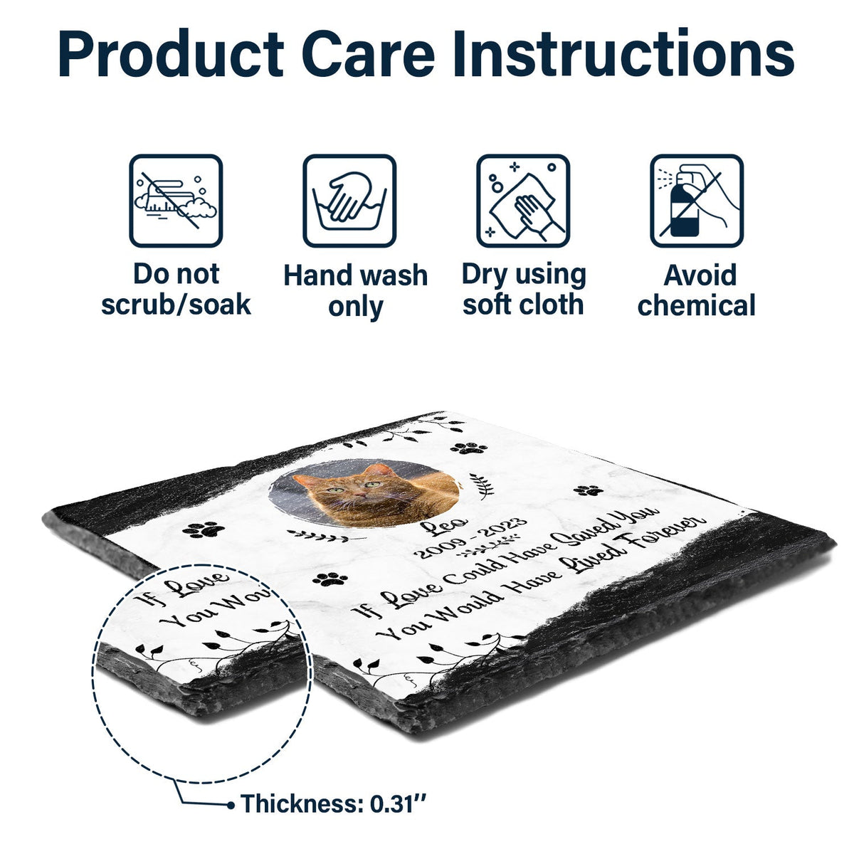 Custom Photo Forever In Our Heats - Pet Memorial Gift - Personalized Rectangle Memorial Garden Stone