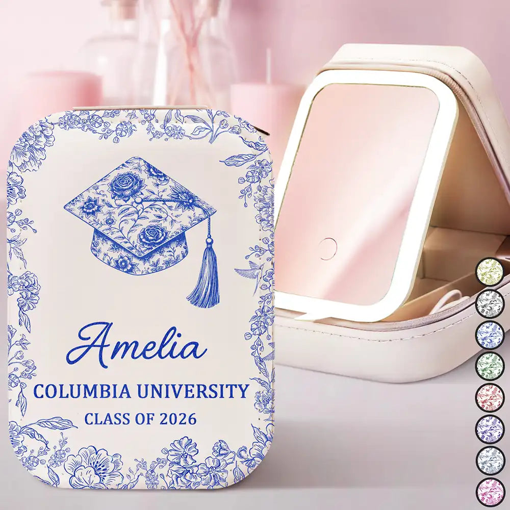 Graduation,Happy - Congrats Graduation - Personalized Makeup Box With LED Mirror
