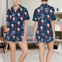 Gift For Mother,Gift For Grandma,Happy,Gift For Father,Gift For Grandpa,Independence Day,Non-Eng,Photo,Icon,Humorous - Custom Photo Stars & Stripes Best Dad Mom Grandpa Grandma Ever - Personalized Short Pajamas Set