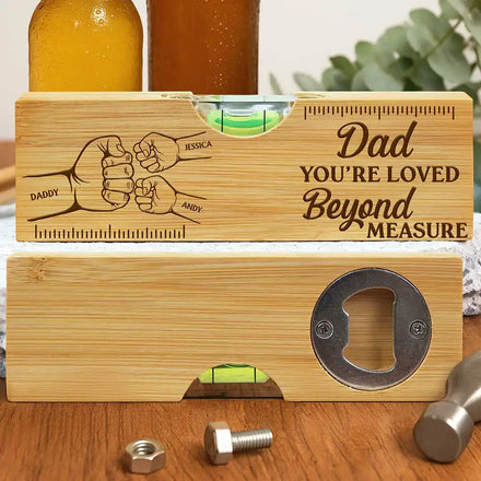 Dad You're On Another Level Hand Punch - Personalized Bottle Opener Wood Level