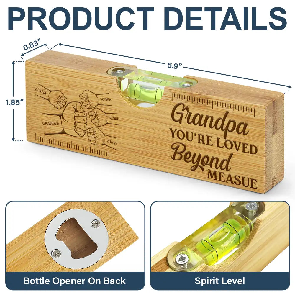 Dad - Children,Gift For Father,Gift For Grandpa,Happy,Icon,Humorous - Dad You're On Another Level Hand Punch - Personalized Bottle Opener Wood Level