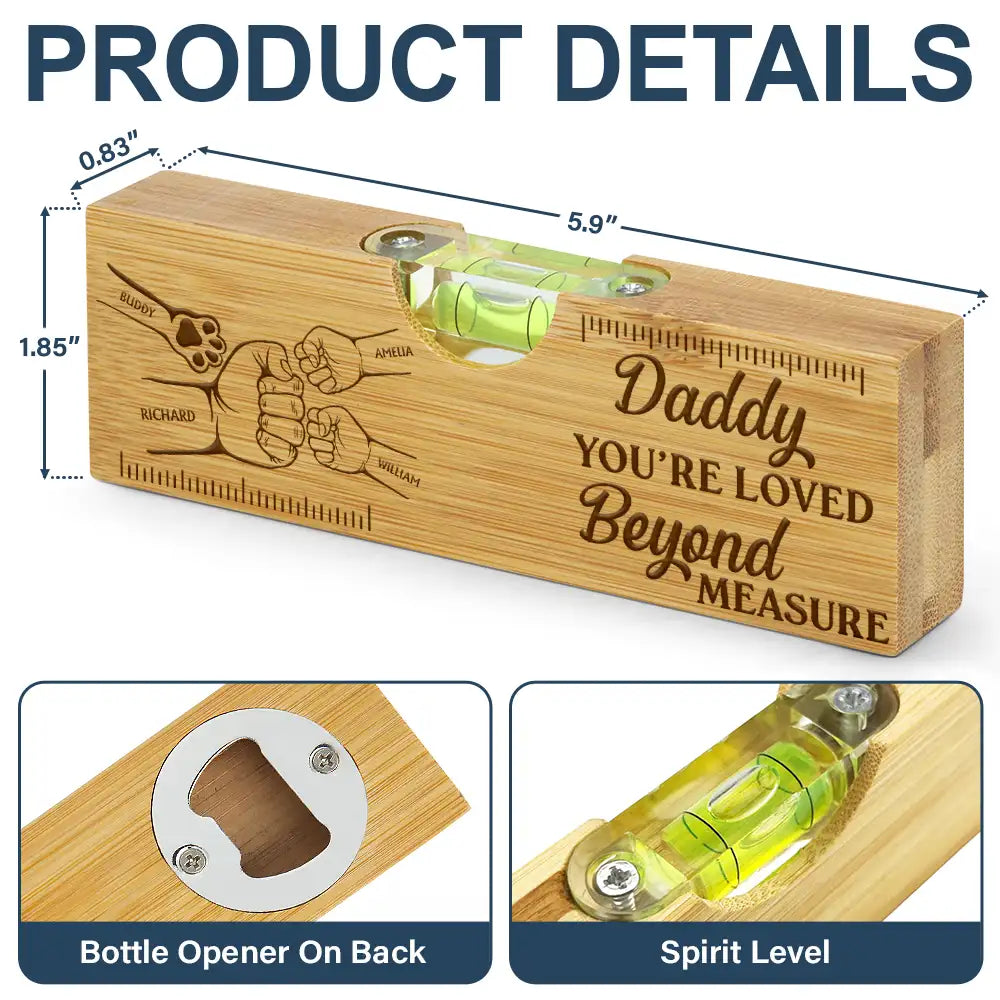 Dad - Children,Gift For Father,Gift For Grandpa,Happy,Icon,Humorous - Dad You're On Another Level Hand Punch - Personalized Bottle Opener Wood Level