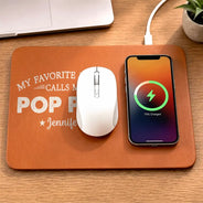 Gift For Father,Gift For Grandpa,Grandpa - Grandkids,Special Font,Proud - My Favorite People Call Me - Personalized Leather Charging Mat