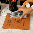 Custom Photo Pencil Sketch Calendar The Day You Became My Mom Dad - Personalized Leather Charging Mat