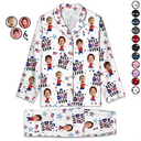 Gift For Mother,Gift For Grandma,Happy,Gift For Father,Gift For Grandpa,Independence Day,Photo,Icon,Humorous - Custom Photo Stars & Stripes Best Dad Mom Grandpa Grandma Ever - Personalized Long Pajamas Set