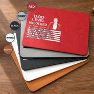 Gift For Father,Gift For Grandpa,Grandpa - Grandkids,Non-Eng,Photo - Pencil Sketch (Bold),Humorous - Custom Photo Bold Sketch Gaming Dad Level Unlocked - Personalized Leather Charging Mat