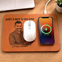 Custom Photo,Gift For Father,Dad - Daughters (Adult),Non-Eng,Photo - Pencil Sketch (Bold),Proud - Custom Photo Bold Sketch Just A Dad And His Girl - Personalized Leather Charging Mat