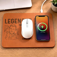 Custom Photo,Gift For Father,Gift For Grandpa,Non-Eng,Photo - Pencil Sketch,Proud - Custom Photo Pencil Sketch Legend Husband Daddy Since - Personalized Leather Charging Mat