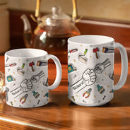 Gift For Father,Gift For Grandpa,Happy,Non-Eng,Icon,Playful - Dad Grandpa Fist Punch Tools - Personalized White Edge-to-Edge Mug
