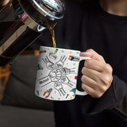 Gift For Father,Gift For Grandpa,Happy,Non-Eng,Icon,Playful - Dad Grandpa Fist Punch Tools - Personalized White Edge-to-Edge Mug