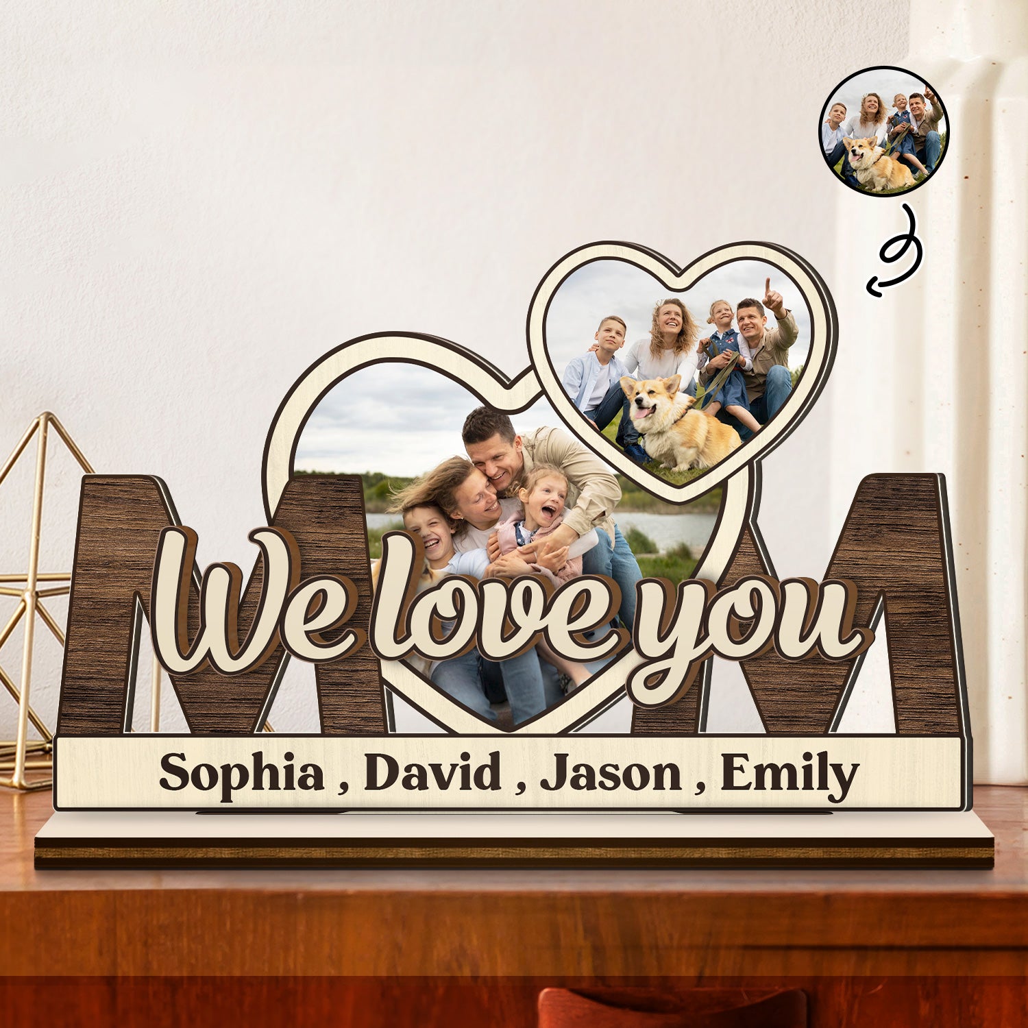 Custom Photo Mom We Love You - Gift For Mom - Personalized Custom Shaped 2-Layered Wooden Plaque
