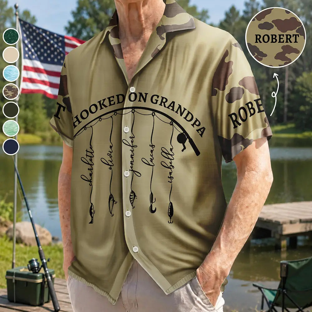 Reel Cool Dad Grandpa - Personalized Hawaiian Shirt