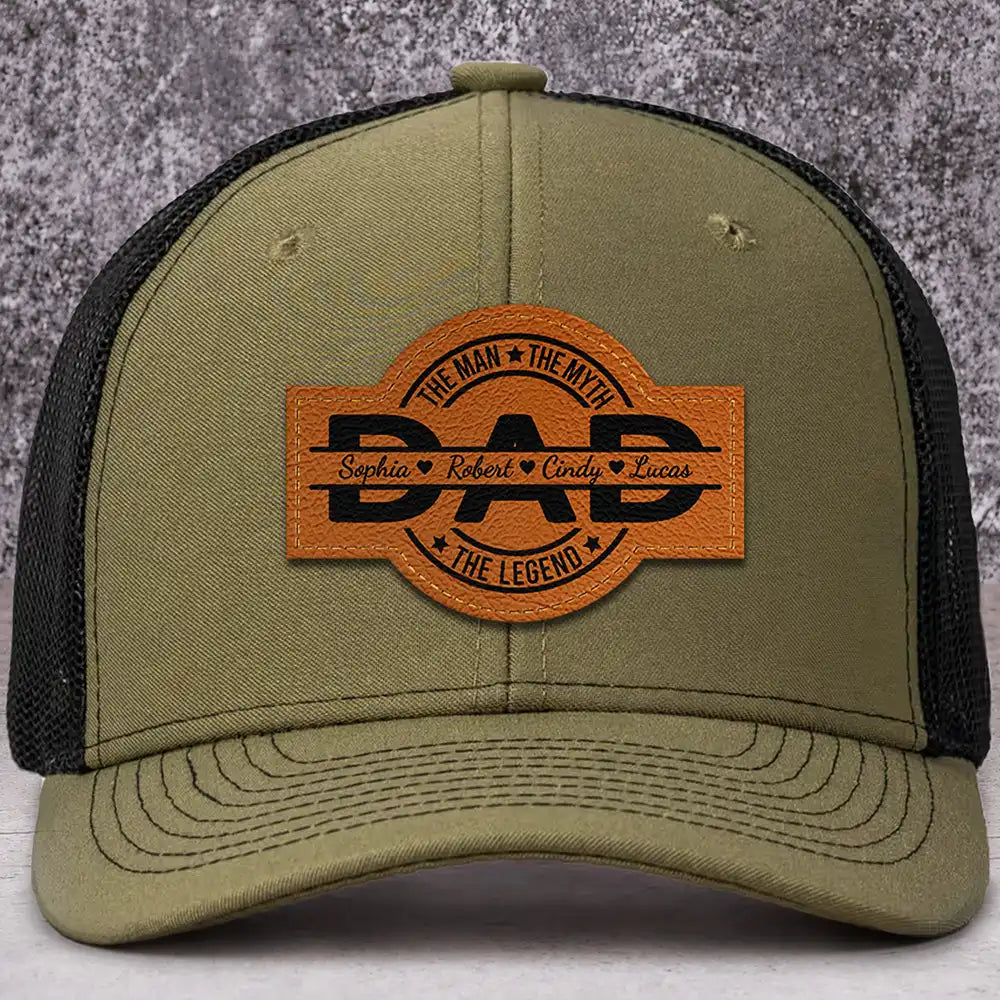 Gift For Father,Top Market,Proud,Special Font - Dad The Man The Myth The Legend - Personalized Leather Patch Hat