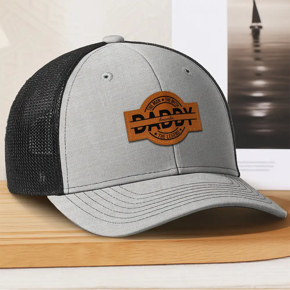 Gift For Father,Top Market,Proud,Special Font - Dad The Man The Myth The Legend - Personalized Leather Patch Hat